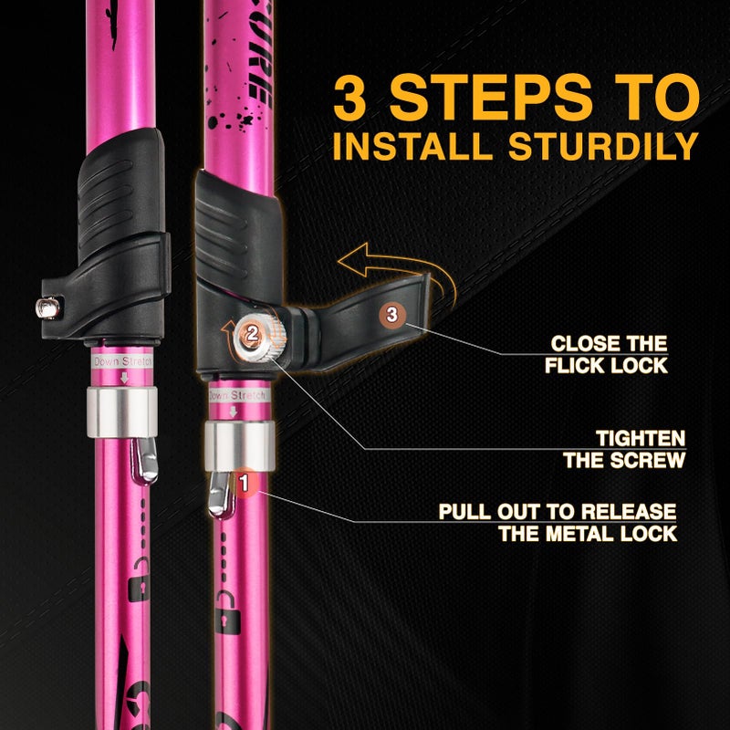 Covacure Hiking Poles Collapsible Trekking Poles - Aluminum Alloy 7075 Walking Sticks with Telescopic & Foldable Tri-fold Design Hiking Gear for Women Men, Camping, Climbing - Image 5
