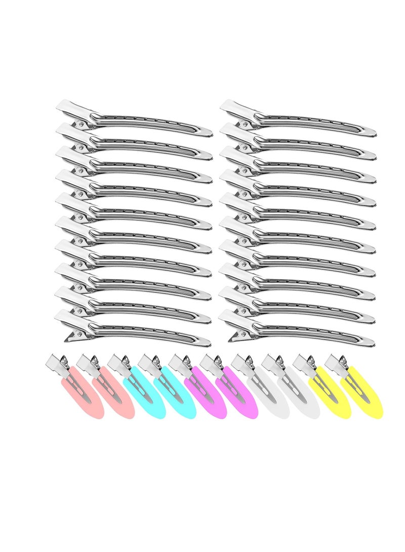 Viya Duck Billed Hair Clips, Metal Alligator Hair Clips with Holes, Hair Pins 30 Pcs, Metal Hair Clips for Styling and Makeup, Silver Perfect for Home Use and Salon, Bows DIY. (30pcs Mixed)