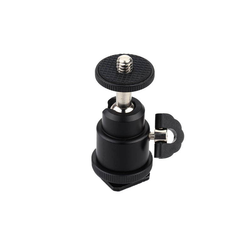 Aluminium Alloy Mini Ball Head 1/4" Mount with Flash Shoe for DSLR SLR DC Camera Mini DV Monitor etc - Image 2