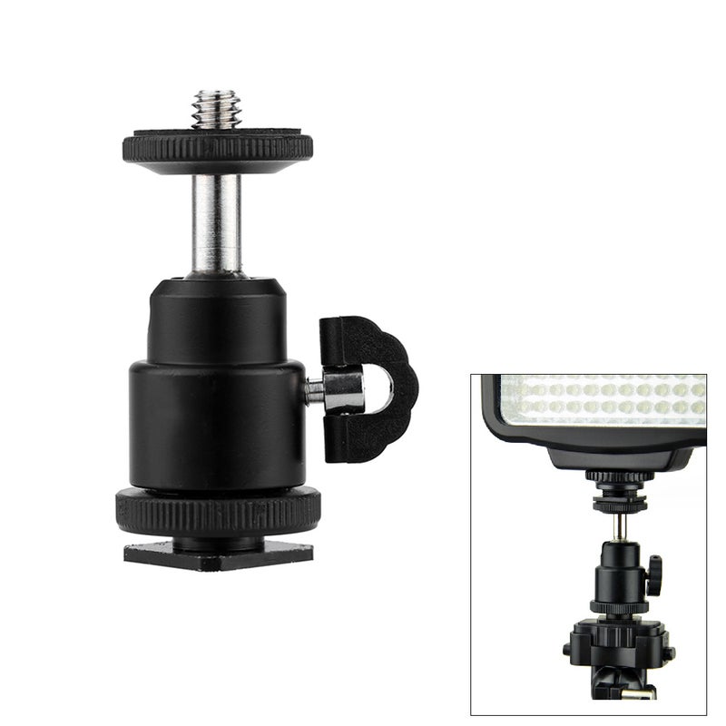 Aluminium Alloy Mini Ball Head 1/4" Mount with Flash Shoe for DSLR SLR DC Camera Mini DV Monitor etc - Image 4