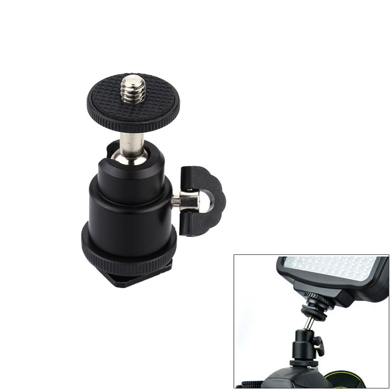 Aluminium Alloy Mini Ball Head 1/4" Mount with Flash Shoe for DSLR SLR DC Camera Mini DV Monitor etc - Image 1