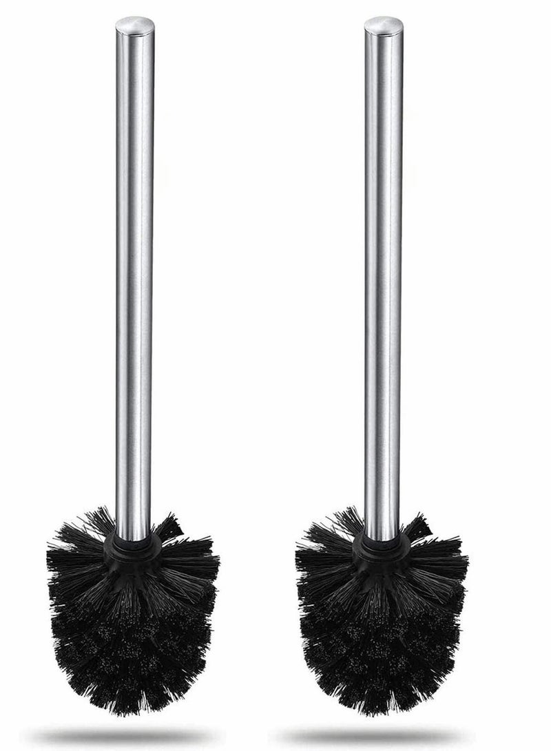 KASTWAVE Toilet Brush, 2 Pack Toilet Brush Long Handle Eco Toilet Brush Cleaner Toilet Brush, Stainless Steel Handle, Wall Mounted Toilet Bowl Brush for Bathroom Cleaning, 2Pack (Black)  - Image 1