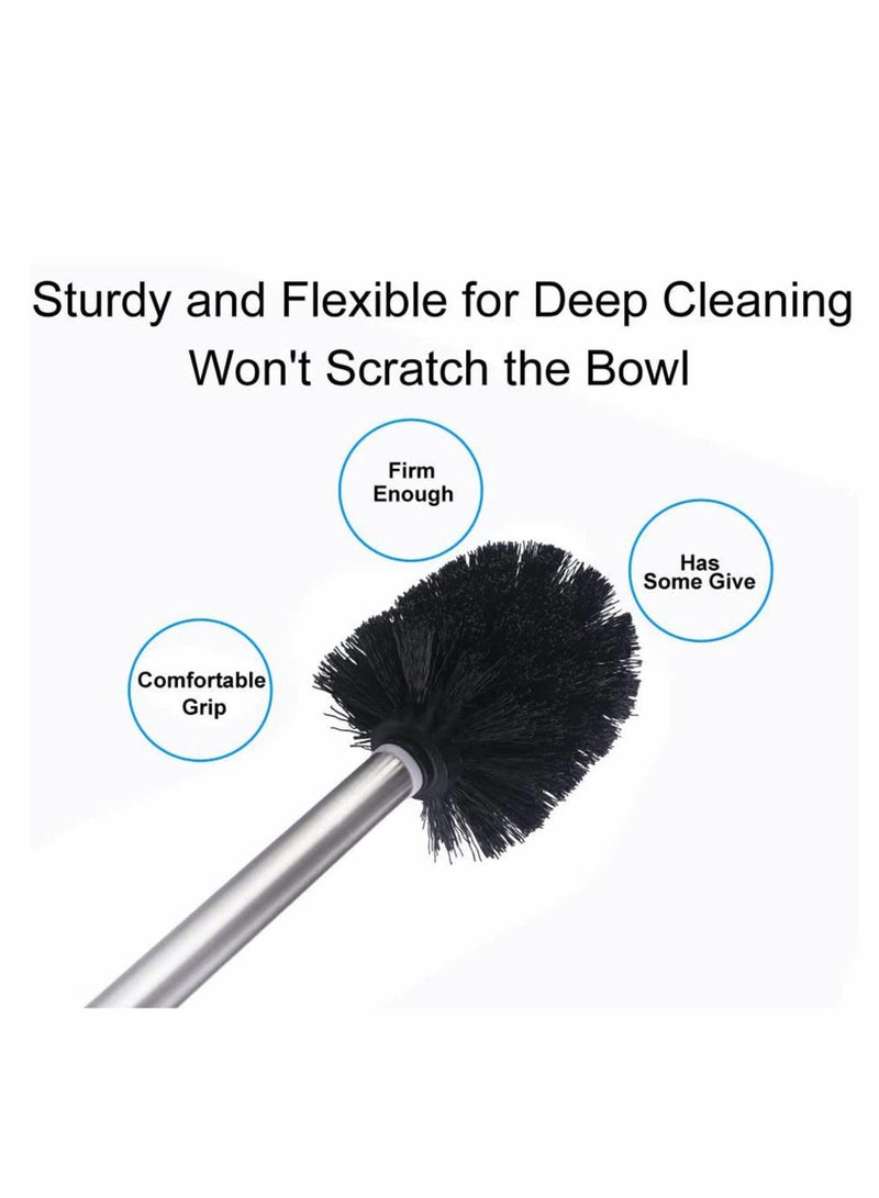 KASTWAVE Toilet Brush, 2 Pack Toilet Brush Long Handle Eco Toilet Brush Cleaner Toilet Brush, Stainless Steel Handle, Wall Mounted Toilet Bowl Brush for Bathroom Cleaning, 2Pack (Black)  - Image 3
