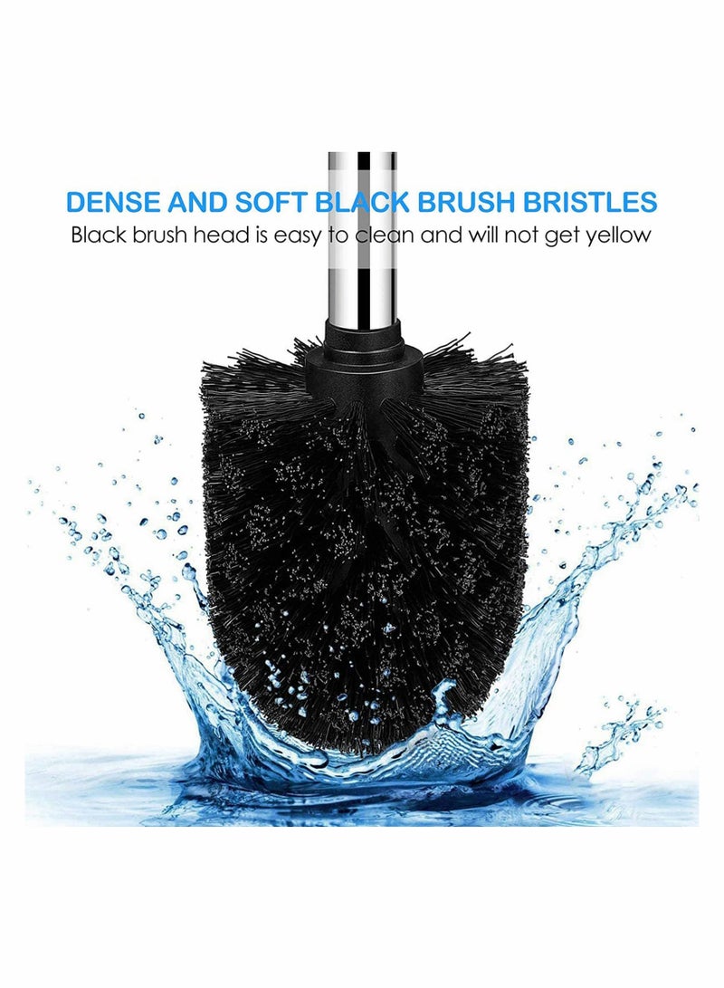 KASTWAVE Toilet Brush, 2 Pack Toilet Brush Long Handle Eco Toilet Brush Cleaner Toilet Brush, Stainless Steel Handle, Wall Mounted Toilet Bowl Brush for Bathroom Cleaning, 2Pack (Black)  - Image 4