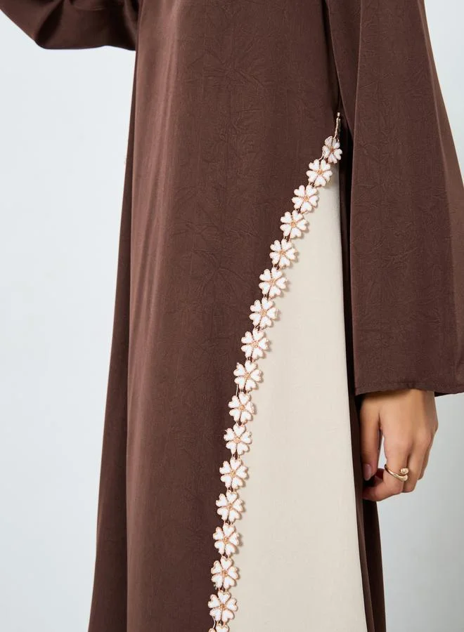 Amirah Brown Floral Lace A-Line Jalabiya