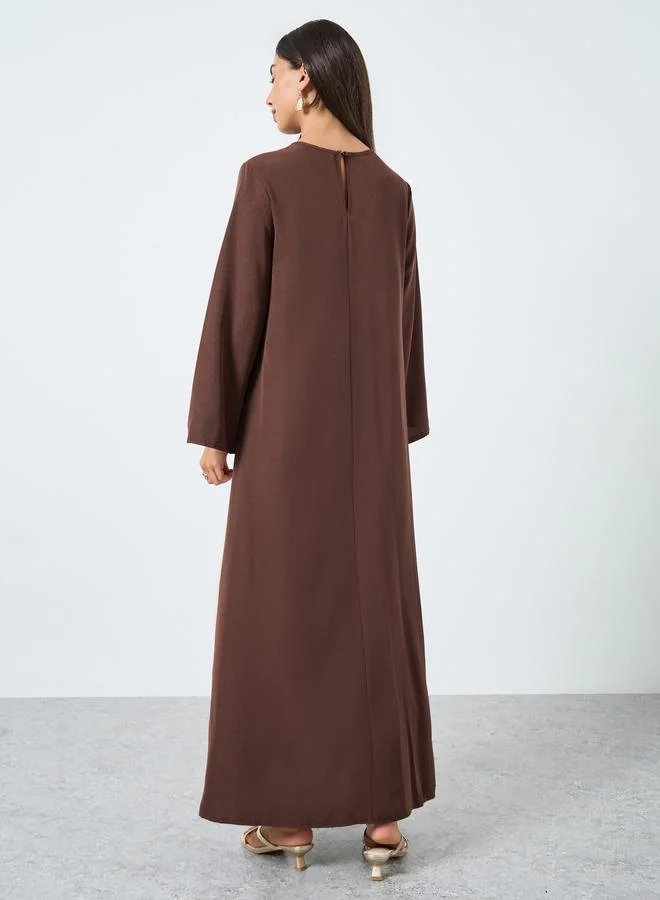 Amirah Brown Floral Lace A-Line Jalabiya