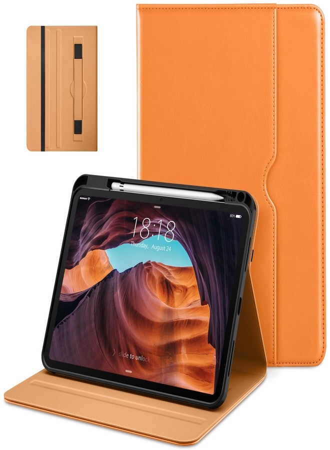 DTTO for iPad 10th Generation Case 10.9 Inch 2022, Premium Leather Business Folio Stand Cover with Pencil Holder - Auto Wake/Sleep and Multiple Viewing Angles, Orange - Image 1