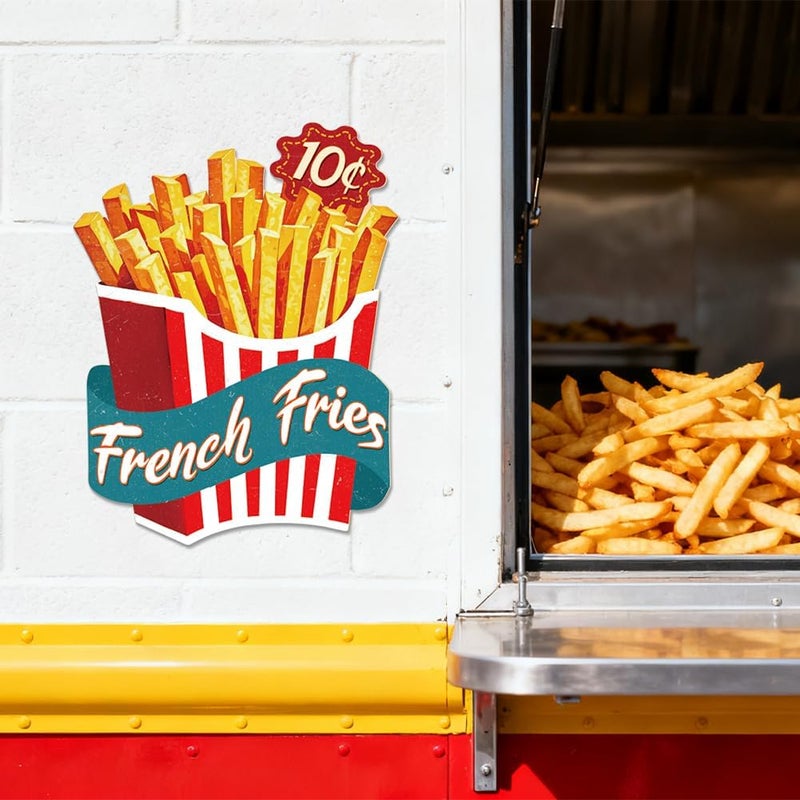 French Fries Tin Sign Retro Metal Wall Decor 10.6" x 13.7" French Fries Vintage Wall Art Poster for Home Fast Food Restaurant Cafe Bar Snack Kitchen Cinema Convenience Store Man Cave Decor - Image 5