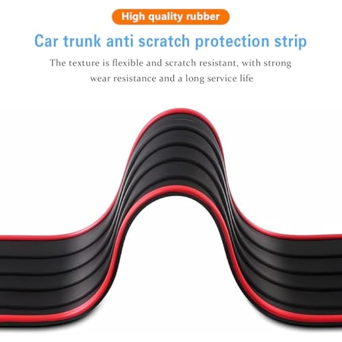 rayihni Car Rear Bumper Protector Guard, Anti-Scratch Rubber Automotive Trunk Sill Protective Strip, Non-Slip Vehicle Trunk Door Entry Protective Strips, Universal for Vehicles (Black/Red) - Image 3