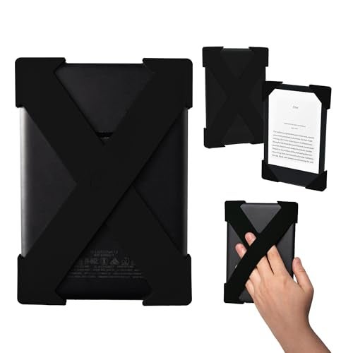 Strapsicle Hand Strap for Kindle Accessories Comfy Silicone Grip Alternative to Case or Cover Fits Paperwhite 11th/12th Gen, Signature Edition, Colorsoft, Kobo, & 6–7 Inch E-Readers - Large - Black - Image 1
