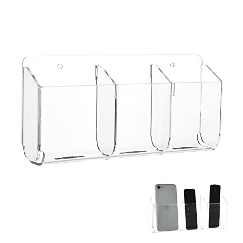 Cosmos Remote Control Stand Wall Mount Phone Holder with Removeable Block Wall Shelf Cell Phone Charging Brackets Holder Multipurpose Storage Organizer Transparent Clear - Image 1