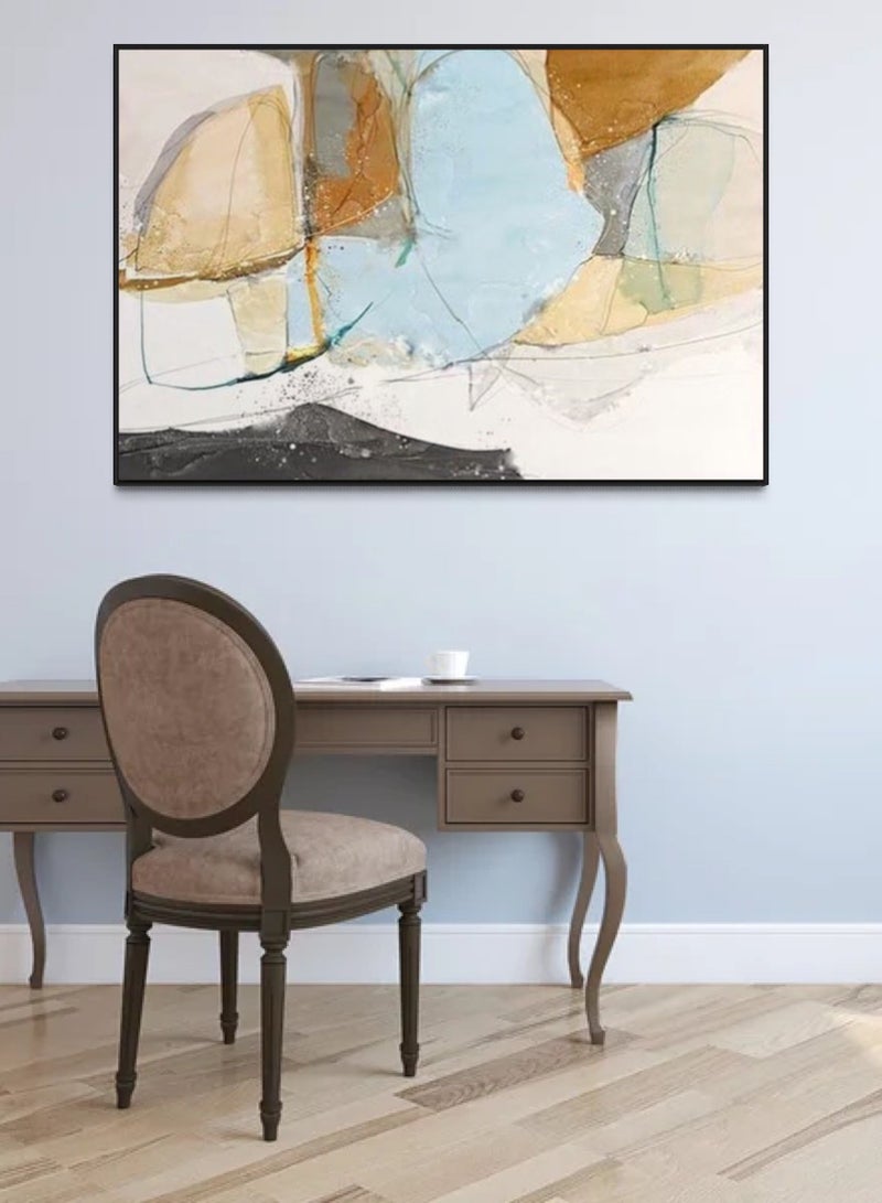 FRAMO Beige Blue Black Framed Wall Art  - Image 1