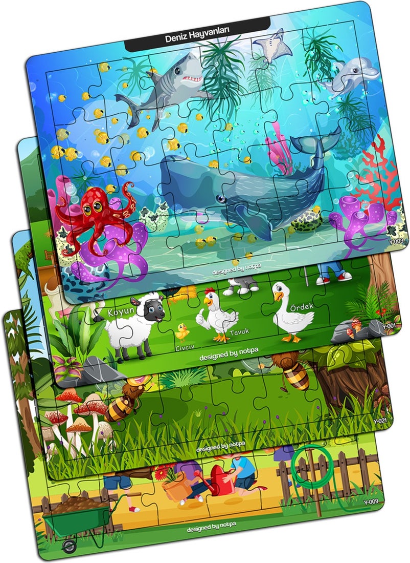KutuTR Notpa Educational and Tutorial Wooden Colorful Puzzle Set of 4 for Children 1  - Image 1