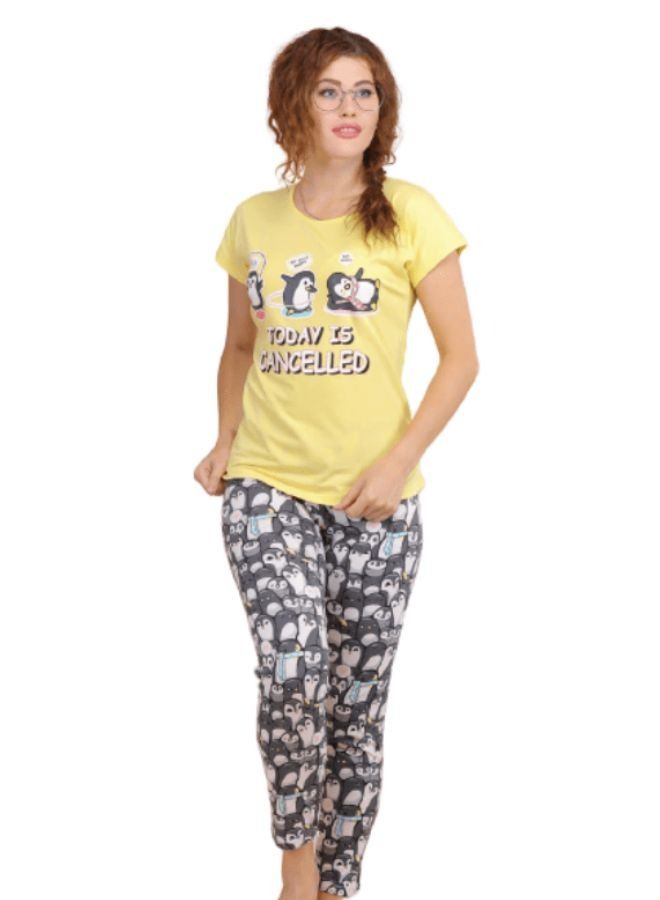 جنة بيجامة نسائي قطن كم قصير