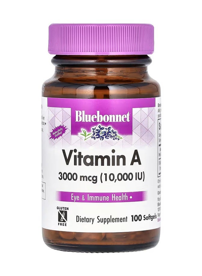 Bluebonnet Vitamin A, 3,000 mcg (10,000 IU), 100 Softgels
