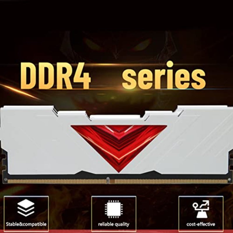 كمبيوتر مكتبي DDR4 32 جيجا بايت 3600 ميجا هرتز، مشتت حراري من الألومنيوم الأبيض، CL18-22-22-42، جهد منخفض 1.35 فولت - Image 2