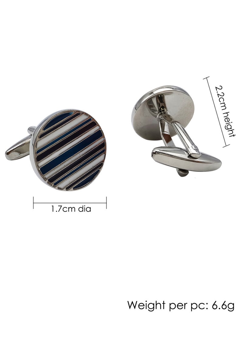 Round Twill Cufflinks, 2 PCS in One Set Alloy Jewelry Specially Design for Men's Shirt Wedding Business Gift with Delicate Package Box - Image 2