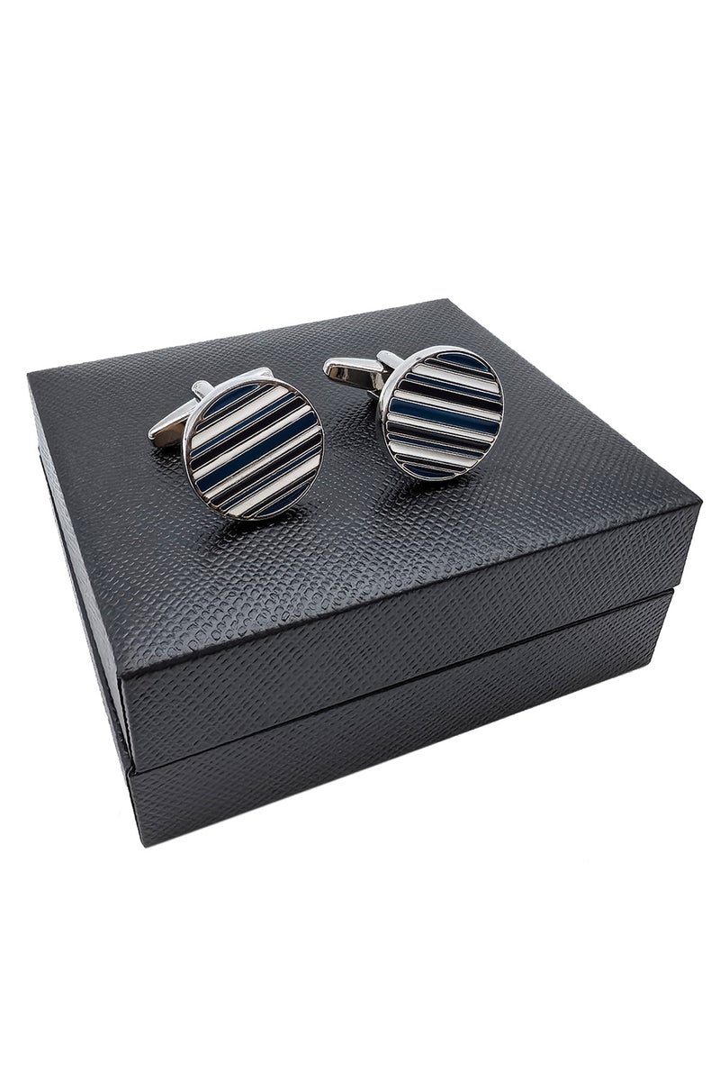 Round Twill Cufflinks, 2 PCS in One Set Alloy Jewelry Specially Design for Men's Shirt Wedding Business Gift with Delicate Package Box - Image 3
