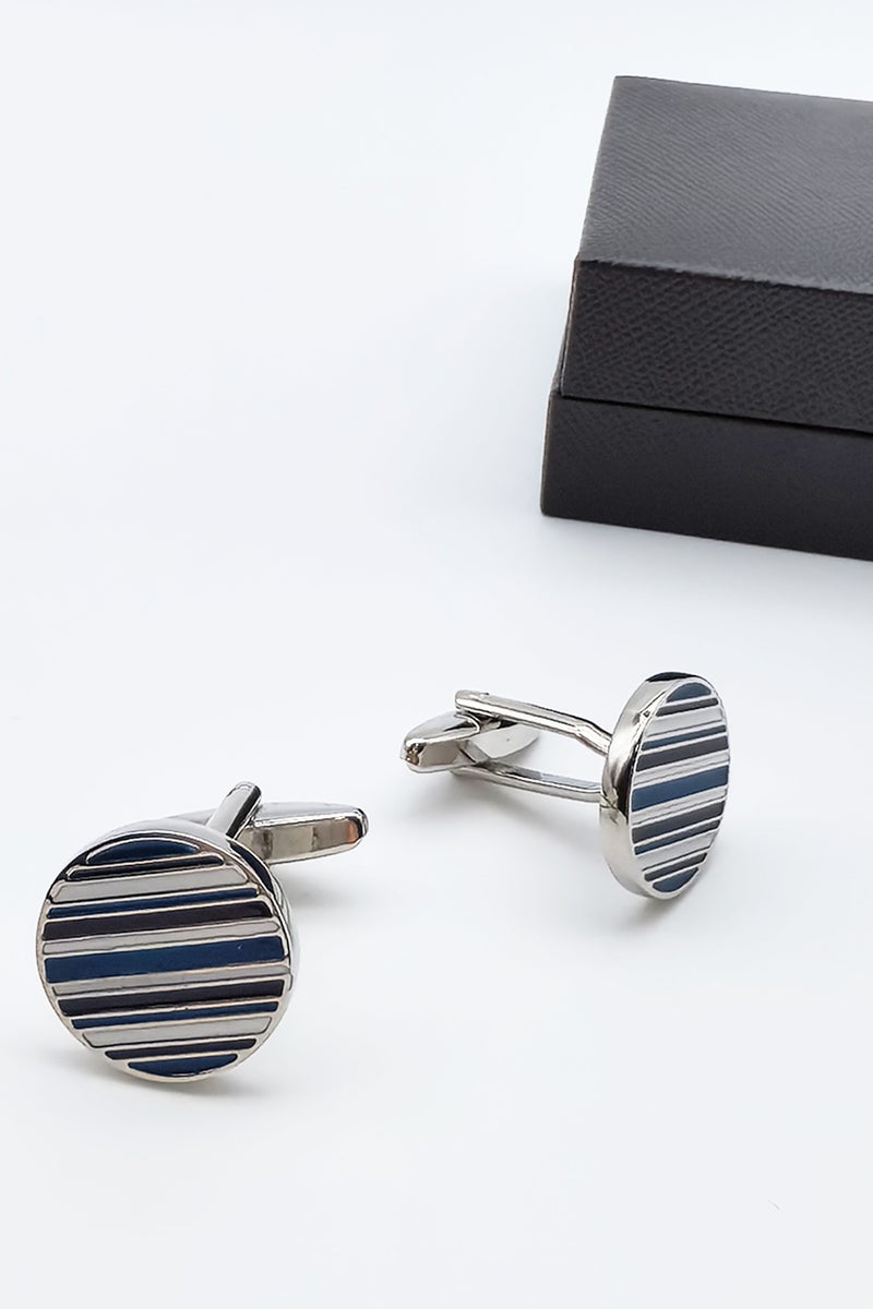 Round Twill Cufflinks, 2 PCS in One Set Alloy Jewelry Specially Design for Men's Shirt Wedding Business Gift with Delicate Package Box - Image 4