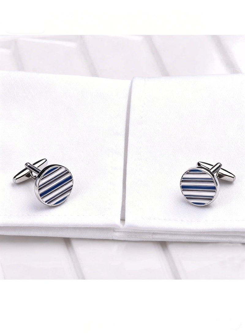 DB Innov. Cufflinks, Round Twill Cufflinks, 2 PCS in One Set Copper Jewelry Specially Design for Men's Shirt Wedding Business Gift with Delicate Package Box. - Image 4