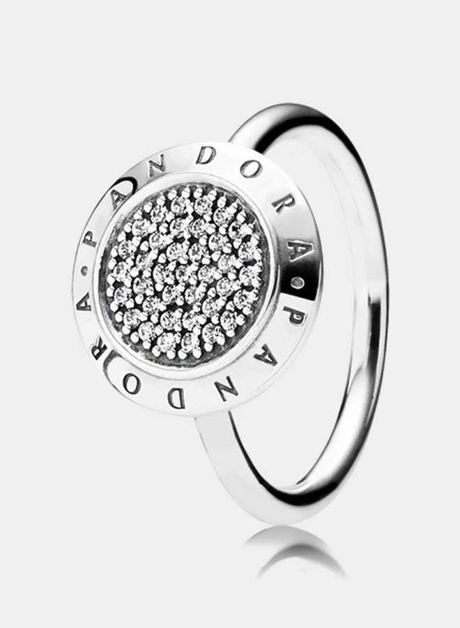 PANDORA Pandora Logo Silver Ring with Cubic Zirconia