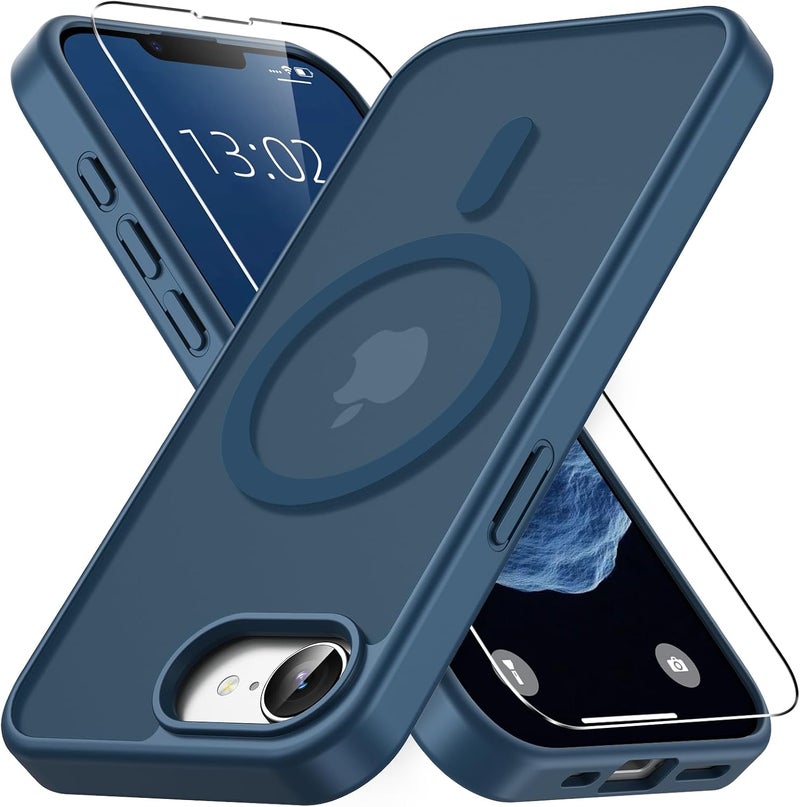 Vansdon Magnetic Case for iPhone 17e/ 16e with 1-Pack Tempered Glass Screen Protector, Compatible with MagSafe, Military-Grade Drop Protection, Slim Translucent Matte Shockproof Case - Royal Blue - Image 1