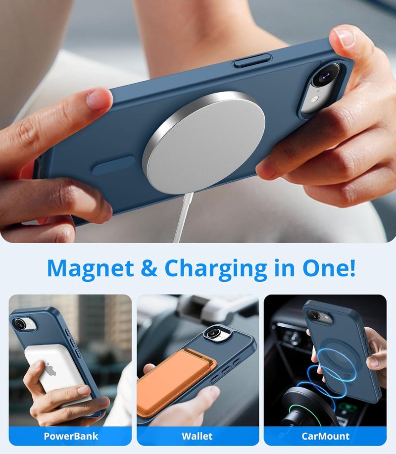 Vansdon Magnetic Case for iPhone 17e/ 16e with 1-Pack Tempered Glass Screen Protector, Compatible with MagSafe, Military-Grade Drop Protection, Slim Translucent Matte Shockproof Case - Royal Blue - Image 3