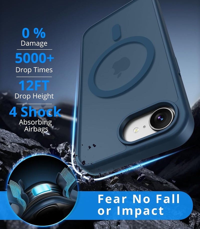 Vansdon Magnetic Case for iPhone 17e/ 16e with 1-Pack Tempered Glass Screen Protector, Compatible with MagSafe, Military-Grade Drop Protection, Slim Translucent Matte Shockproof Case - Royal Blue - Image 2