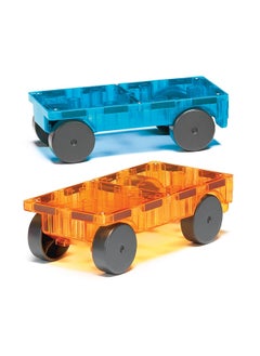 MAGNA-TILES Cars 2 Piece Expansion Set, Blue And Orange, Original 3d Magnetic Building Tiles, For Kids Ages 3+  - Image 2