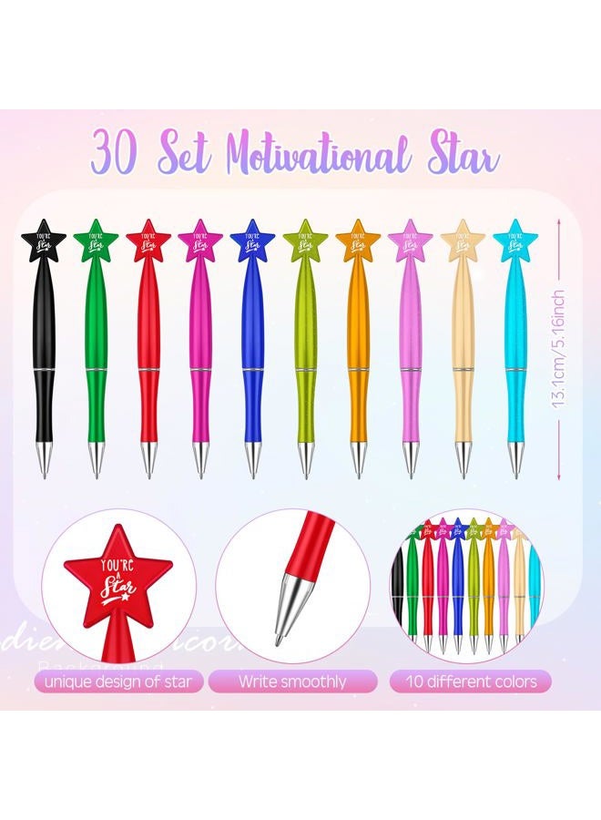 Sayglossy 30 Set Inspirational Funny Star Gifts Motivational Star Pens Cute Mini Stars Thank You Star Card Bookmark Funny Gifts for Team Employee Student Teacher Coworker Staff - Image 2