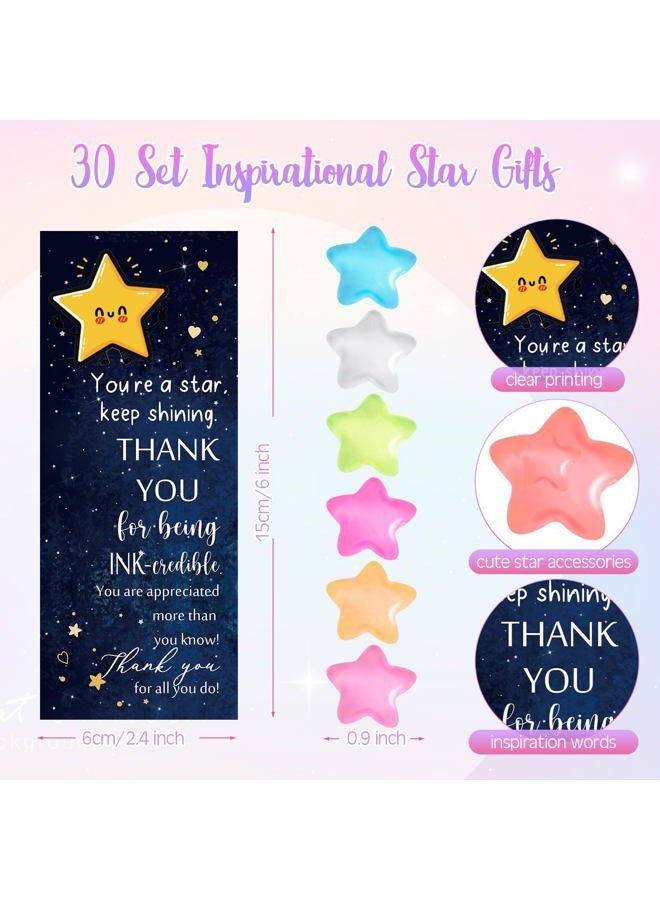 Sayglossy 30 Set Inspirational Funny Star Gifts Motivational Star Pens Cute Mini Stars Thank You Star Card Bookmark Funny Gifts for Team Employee Student Teacher Coworker Staff - Image 3