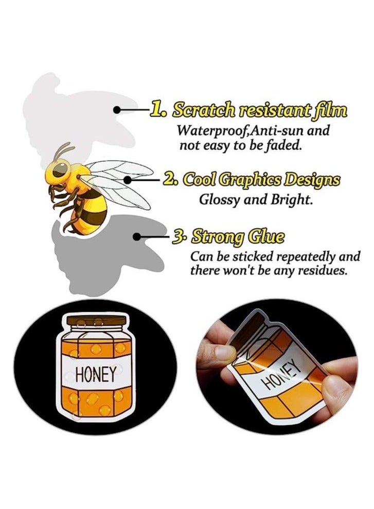 50 قطعة من ملصقات النحل للأطفال ملصقات النحل اللطيفة لزجاجة المياه ملصقات نحل العسل المقاومة للماء بكميات كبيرة - Image 4