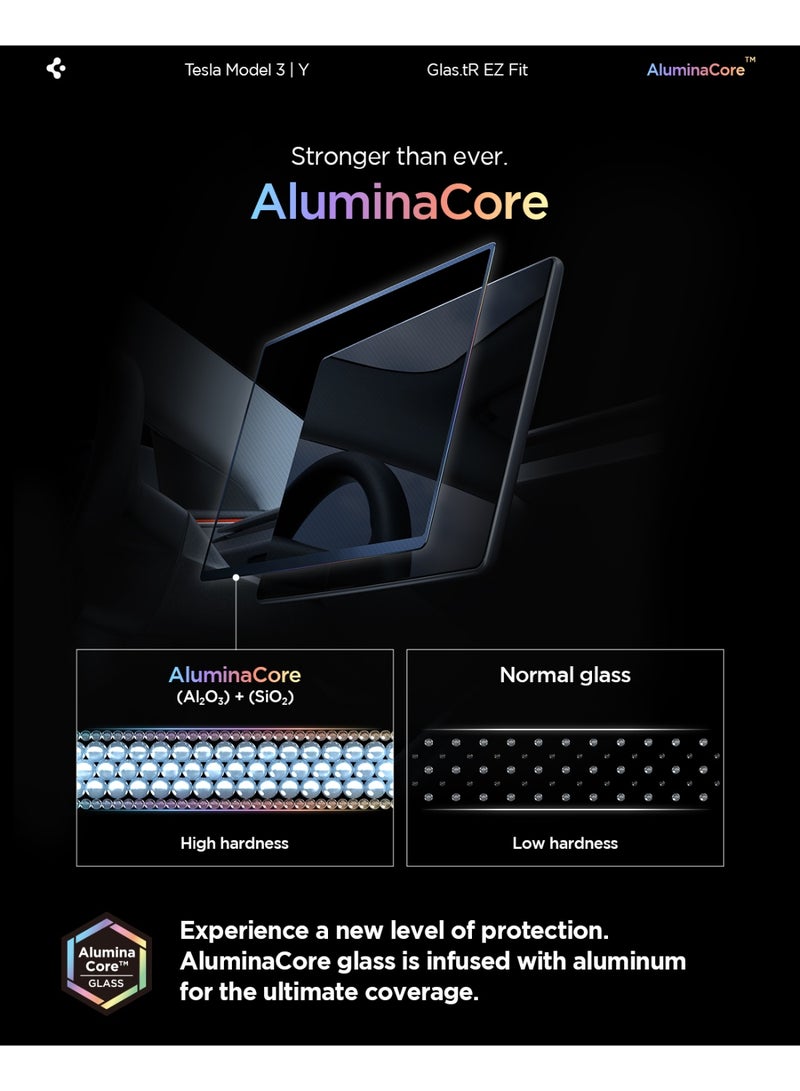 Spigen GLAStR EZ Fit for Tesla Model 3 (2026/2025/24) Highland and Model Y (2026/2025) Juniper Dashboard 15.4 inch Touch Screen Protector Tempered Glass - Crystal Clear - Image 3