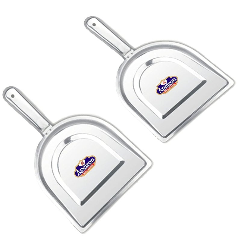 Apeiron Stainless Steel Cleaning Dustpan Oval Supdi Silver 295 cm for Kitchen Garden Office Pack of 2