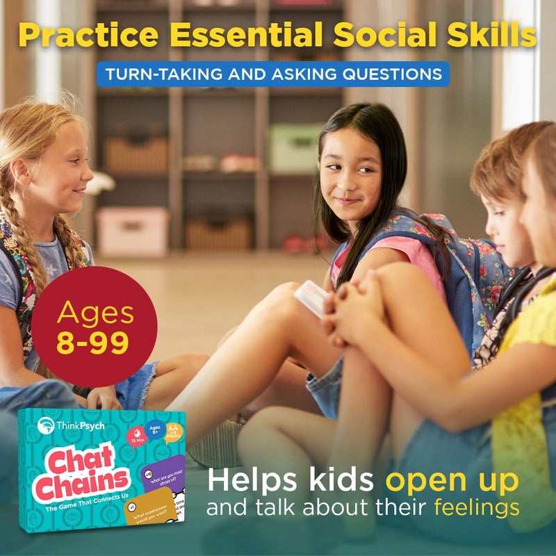 ThinkPsych Chat Chains - The Game That Connects Us | Social Skills Games | Therapy Games for Teens and Kids | Ages 8-99 | Therapy Conversation Cards | 15 Mins Playtime - Image 2
