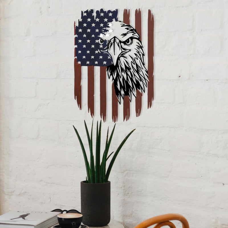 Benziso American Eagle Metal Wall Art American Flag Wall Decor Eagle Wall Signs Fourth of July Independence Day Decorations Metal Wall Decor For Home Office Living Room Indoor Outdoor ( colorful 11.2 x 16.6 In ) - Image 4