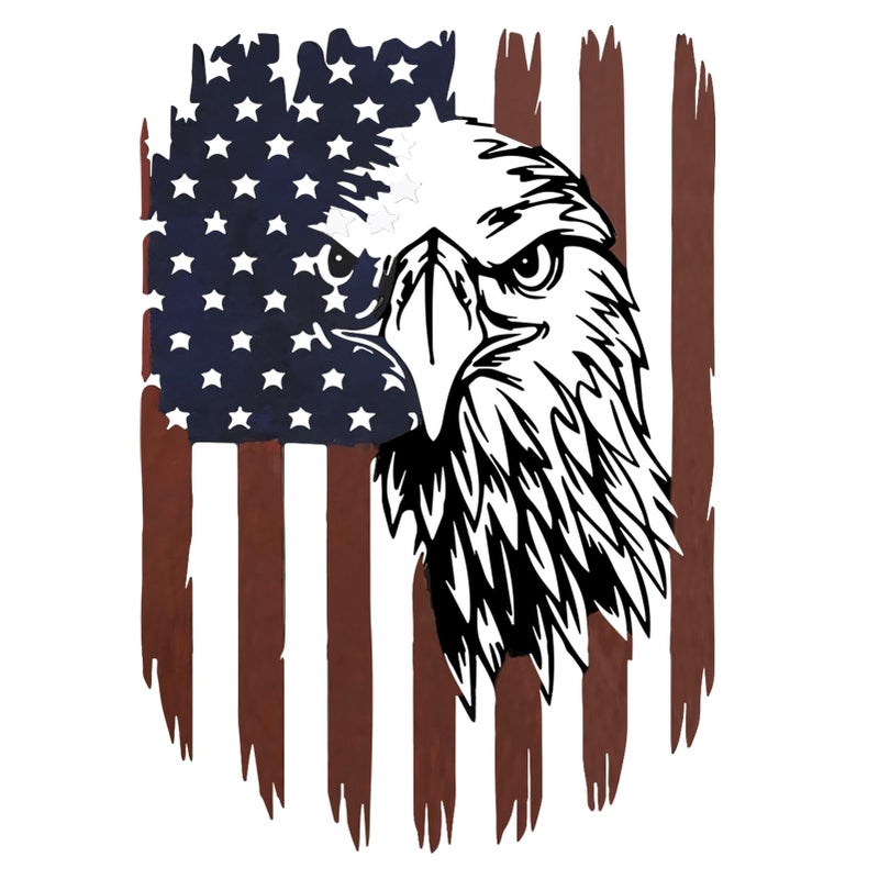 Benziso American Eagle Metal Wall Art American Flag Wall Decor Eagle Wall Signs Fourth of July Independence Day Decorations Metal Wall Decor For Home Office Living Room Indoor Outdoor ( colorful 11.2 x 16.6 In ) - Image 1