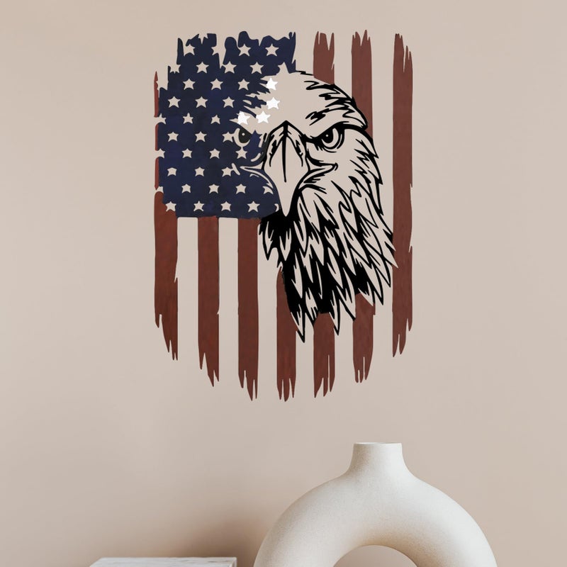 Benziso American Eagle Metal Wall Art American Flag Wall Decor Eagle Wall Signs Fourth of July Independence Day Decorations Metal Wall Decor For Home Office Living Room Indoor Outdoor ( colorful 11.2 x 16.6 In ) - Image 3