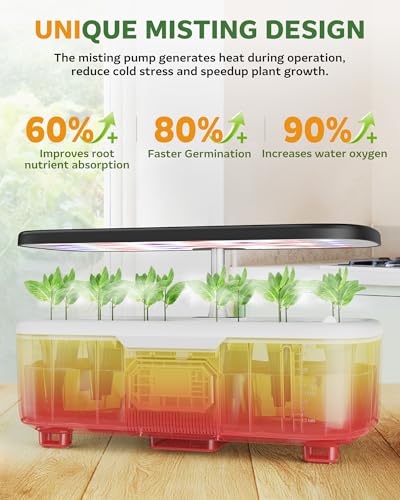 Zekeson Misting Hydroponic Growing System Kit 15Pods Indoor Smart Herb Garden Planter with LCD Touch Panel 6L Large Tank for HerbVegetablesFlowersFruitsGardening Gifts for Women Men BeginnersBlack - Image 3
