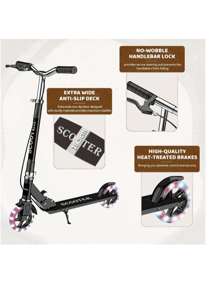 Denzoz Kick Scooter Foldable Scooter with Disc Brakes Double Shock Absorption System Three levels of height adjustment Suitable Freestyle Kick Scooter For Boys And Girls  - Image 2