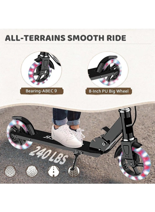 Denzoz Kick Scooter Foldable Scooter with Disc Brakes Double Shock Absorption System Three levels of height adjustment Suitable Freestyle Kick Scooter For Boys And Girls  - Image 4