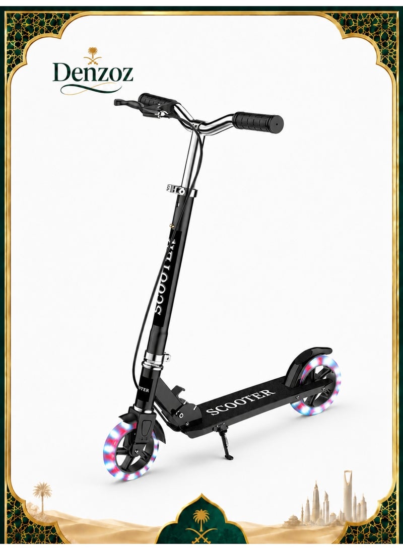 Denzoz Kick Scooter Foldable Scooter with Disc Brakes Double Shock Absorption System Four levels of height adjustment Suitable Freestyle Kick Scooter For Boys And Girls - Image 1