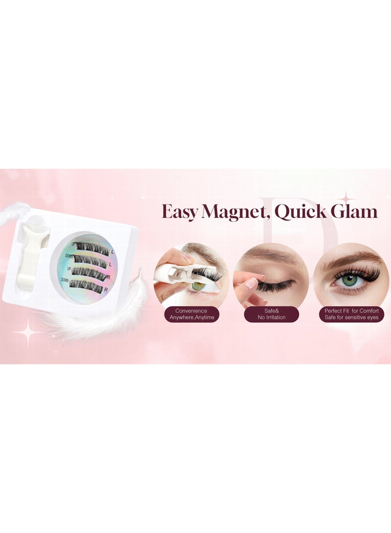 ميرتينج 3 قطع من رموش مغناطيسية نصف العين للزاوية الخارجية، مجموعة رموش طبيعية مع أداة وضع، لا تحتاج إلى غراء، قابلة لإعادة الاستخدام، سهلة الوضع والإزالة، موديل CT04-6 - Image 2