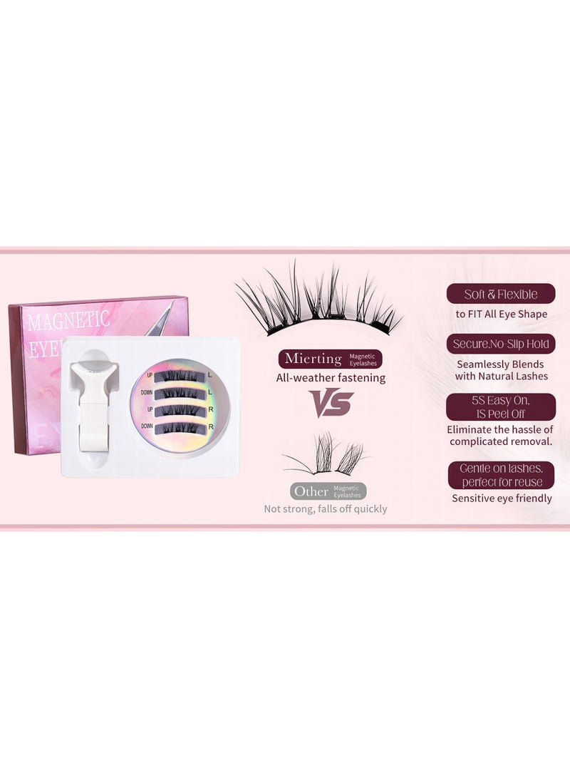 ميرتينج 3 قطع من رموش مغناطيسية نصف العين للزاوية الخارجية، مجموعة رموش طبيعية مع أداة وضع، لا تحتاج إلى غراء، قابلة لإعادة الاستخدام، سهلة الوضع والإزالة، موديل CT04-6 - Image 3