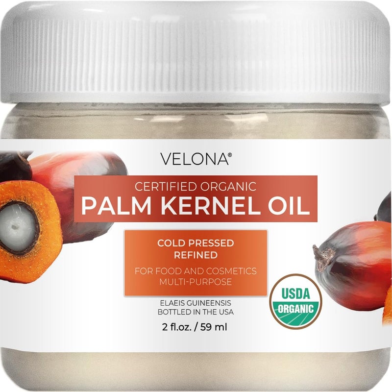velona USDA Certified Organic Palm Kernel Oil  2 Fl Oz  100 Pure and Natural Carrier Oil  Refined Cold Pressed