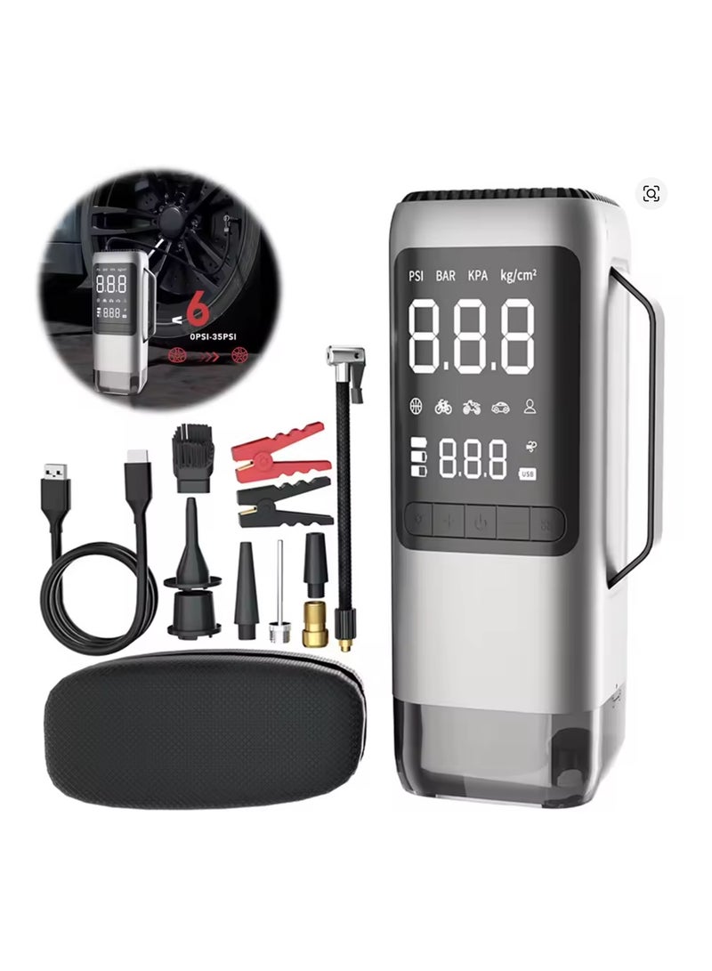 Jump Starter Vacuum Cleaner Electric Tire Pump with Light USB Rechargeable 8000mAh Bicycle Air Compressor for Car Tires - Image 2