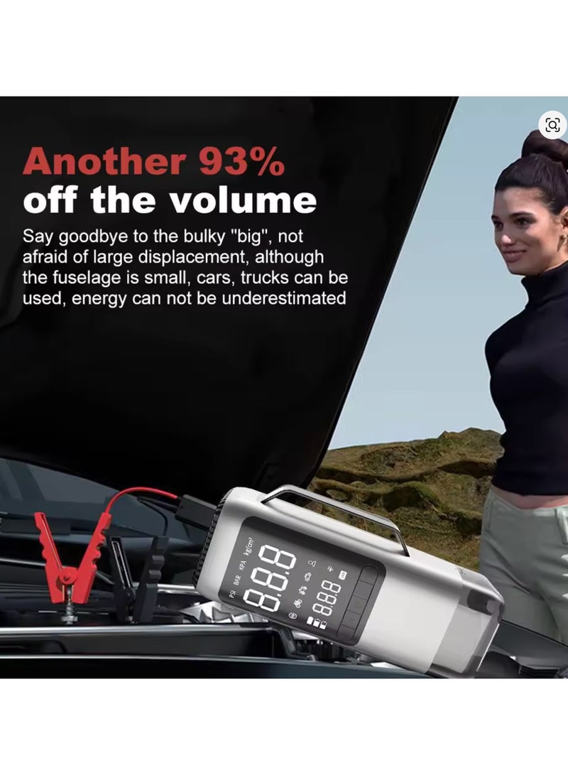 Jump Starter Vacuum Cleaner Electric Tire Pump with Light USB Rechargeable 8000mAh Bicycle Air Compressor for Car Tires - Image 4