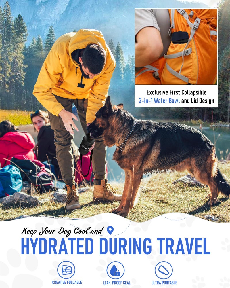 lesotc Dog Water Bottle, Portable Water Dispenser with Water Bowl, Leak Proof Pet Travel Squeeze Bottle, Puppy Essentials Dog Stuff Accessories for Outdoor Walking, Hiking, Camping Doggie Gift - Image 4