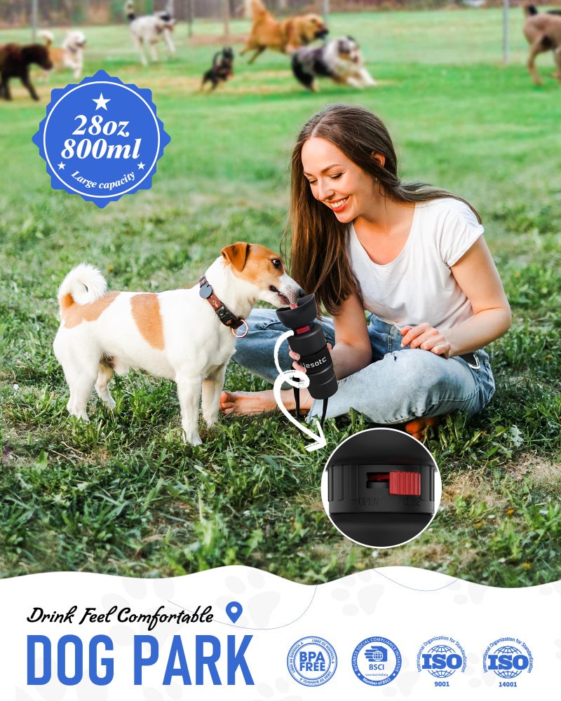 lesotc Dog Water Bottle, Portable Water Dispenser with Water Bowl, Leak Proof Pet Travel Squeeze Bottle, Puppy Essentials Dog Stuff Accessories for Outdoor Walking, Hiking, Camping Doggie Gift - Image 2