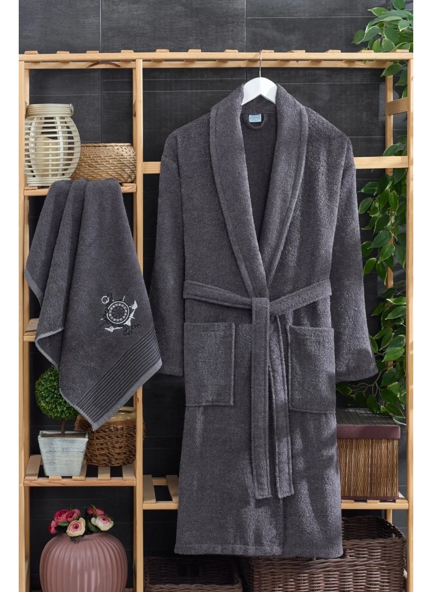 Mira Home Men's Towel Bathrobe Set Cotton Anthracite